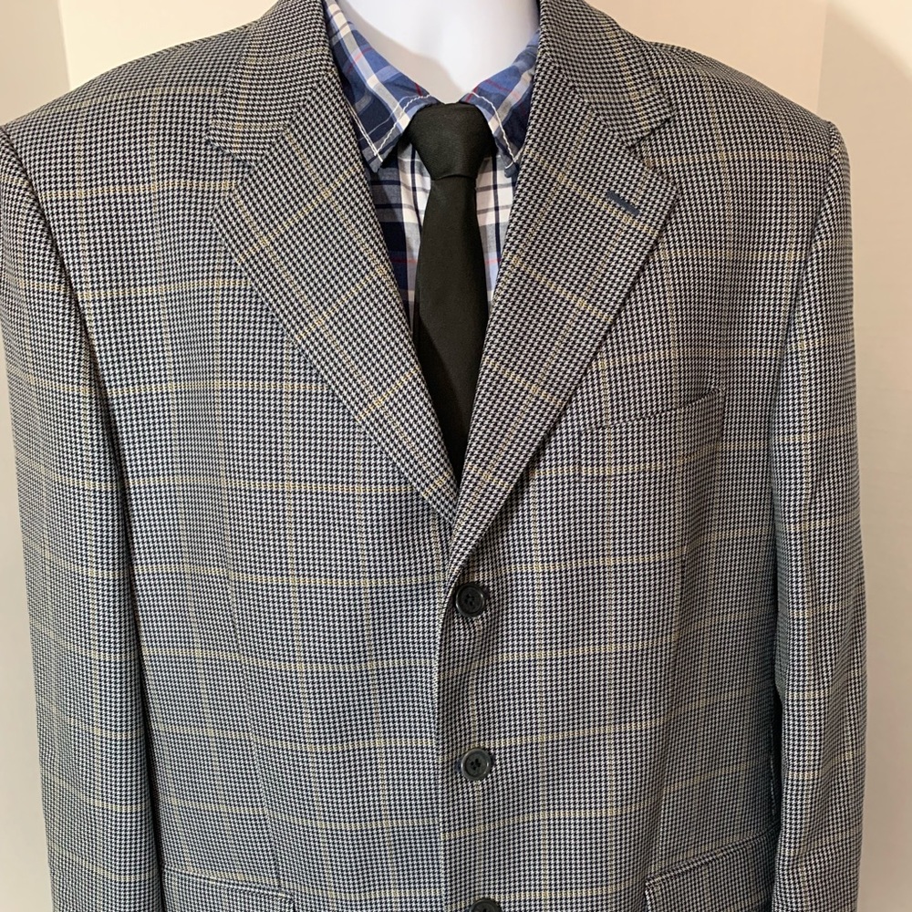 Chiavari Gray Yellow Check Sport Coat 43R